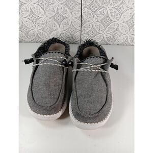 Hey Dude Wendy Chambray Onyx Women's Slip On Gray Casual Shoes Size 8